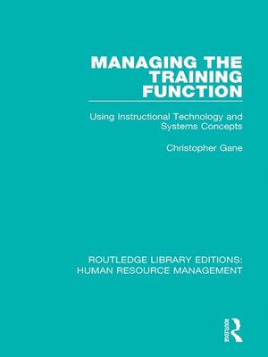 cover image of Managing the Training Function